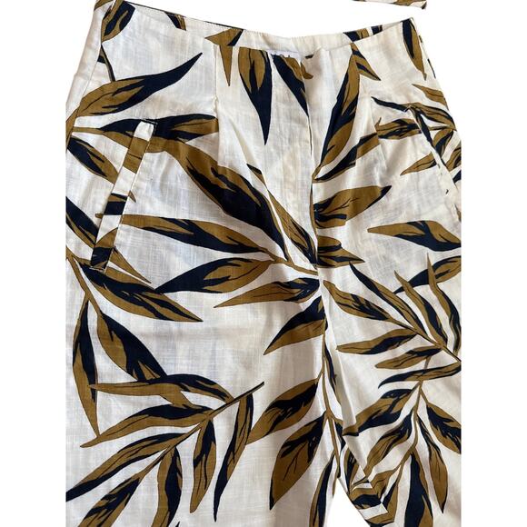 J.O.A Tropical Palm Print Cotton Crop Top & High-Waisted Ankle Pant Set Size XS - Picture 7 of 10